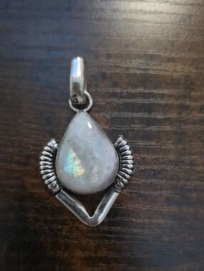 Sterling Silver Moonstone Teardrop Pendant - White Moonstone